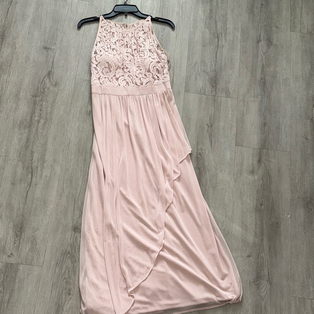 Adrianna Papell Blush Lace Overlay Gown